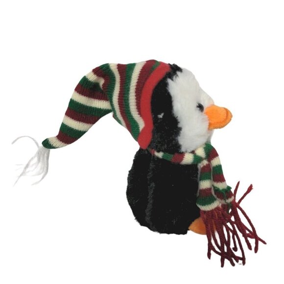 Calplush Penguin Christmas Stocking Hat Scarf Winter Stuffed Animal 2009 7.5" - Picture 2 of 5